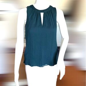 J. Crew Women’s Teal Silk Keyhole Front and Back Sleeveless Blouse Sz 00 Lined